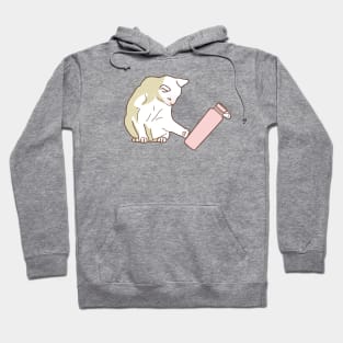 Cat knocking pink water bottle Hoodie